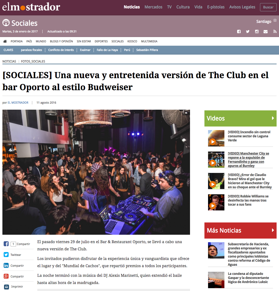 Una nueva y entretenida versión de The Club en el bar Oporto al estilo Budweiser