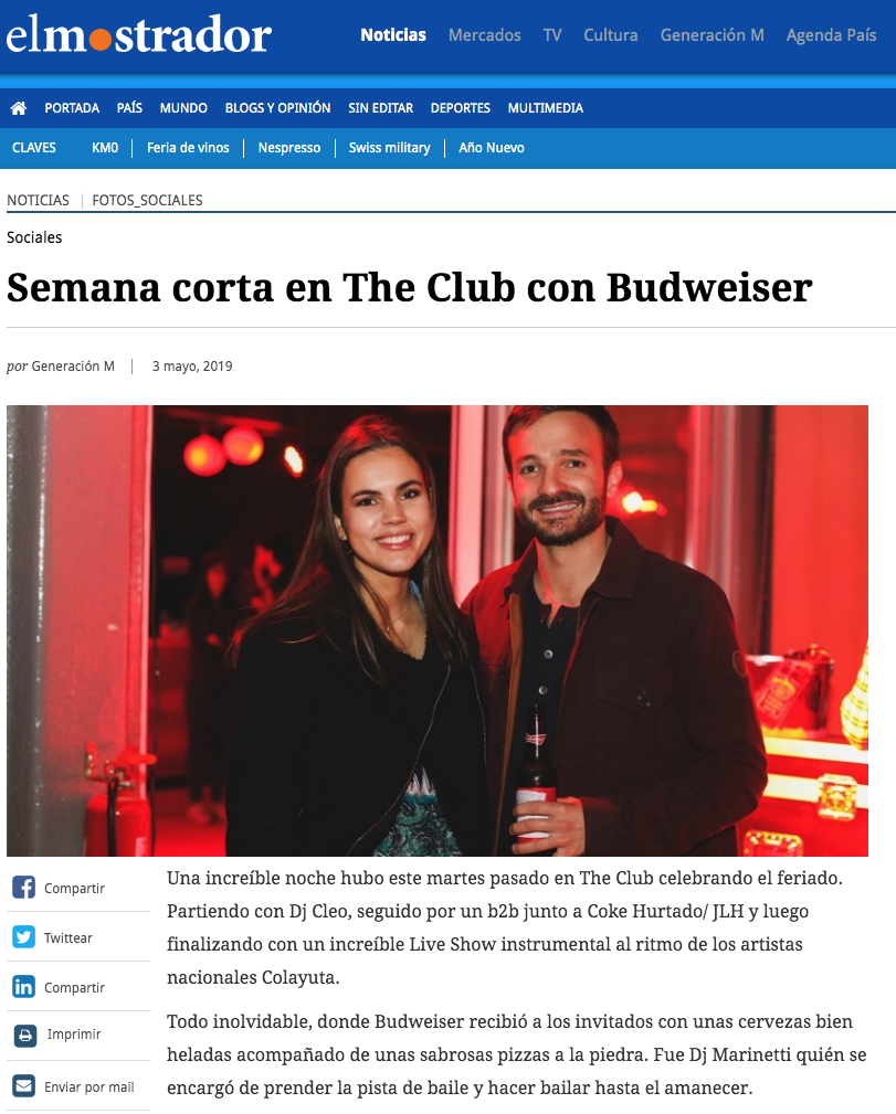 Semana corta en The Club con Budweiser